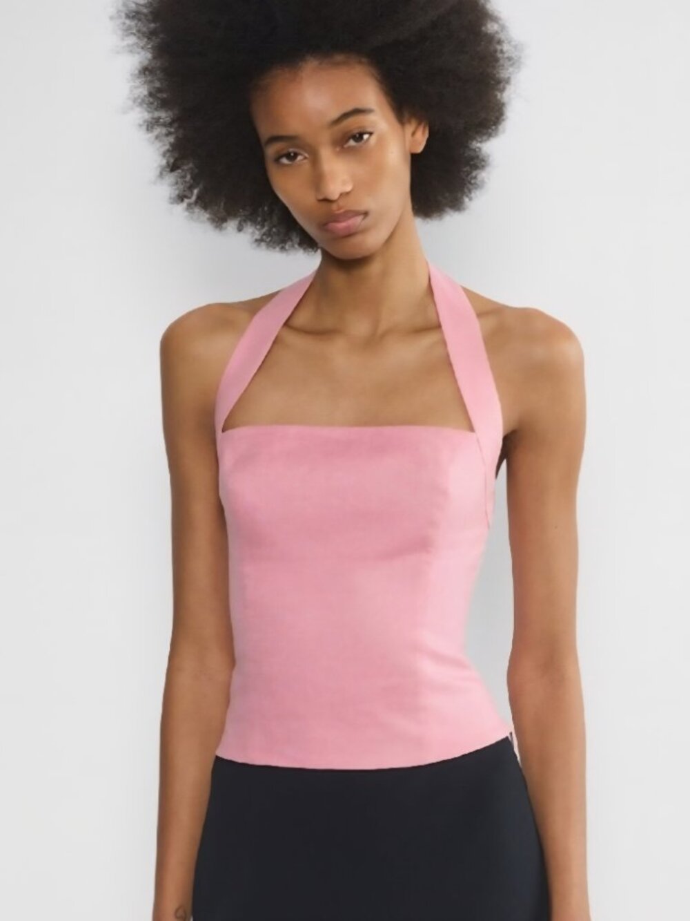 NWT Aritzia WHISPER Linen Halter Top Tart Pink L